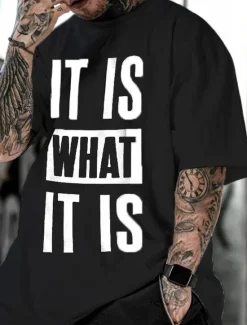 Discount OUKU Men's Graphic Letter T Shirt Tee 100% Cotton Short Sleeve Graphic Shirt Black White Gray Comfortable Tee Vacation Daily Wear Fashion Designer Clothing