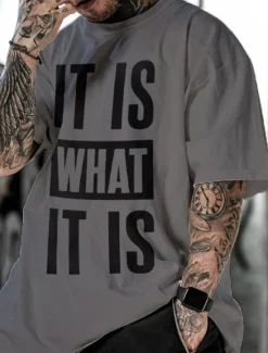 Discount OUKU Men's Graphic Letter T Shirt Tee 100% Cotton Short Sleeve Graphic Shirt Black White Gray Comfortable Tee Vacation Daily Wear Fashion Designer Clothing