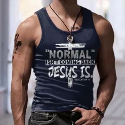 Discount OUKU Men's Graphic Letter Tank Top Vest Top Sleeveless T Shirt for Men Sleeveless T shirt 3D Print Crew Neck Shirt Sports Fashion Daily Sports Outdoor Casual Gym Black White Navy Blue Summer Clothing