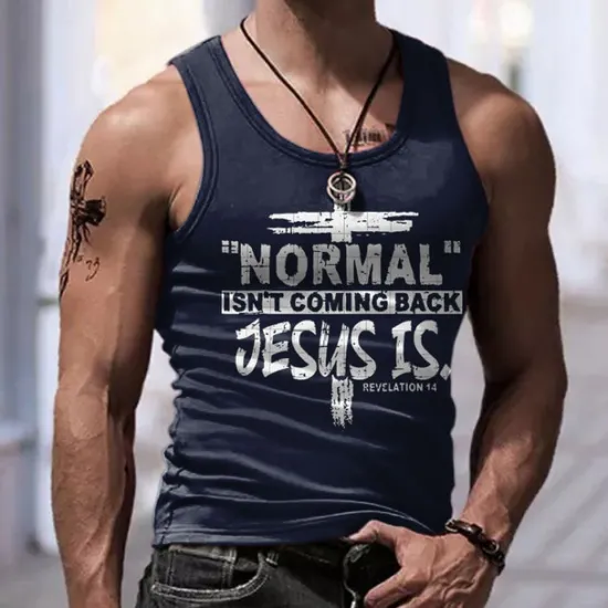 Discount OUKU Men's Graphic Letter Tank Top Vest Top Sleeveless T Shirt for Men Sleeveless T shirt 3D Print Crew Neck Shirt Sports Fashion Daily Sports Outdoor Casual Gym Black White Navy Blue Summer Clothing