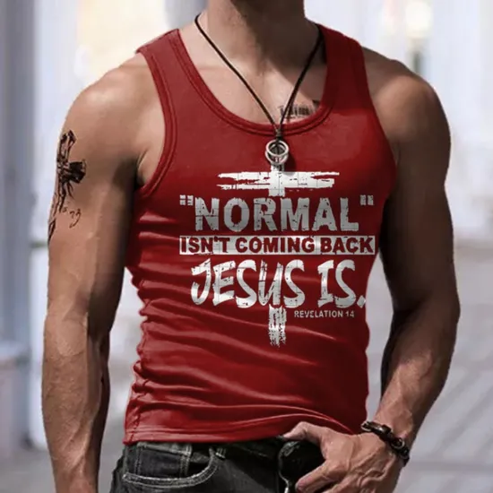 Discount OUKU Men's Graphic Letter Tank Top Vest Top Sleeveless T Shirt for Men Sleeveless T shirt 3D Print Crew Neck Shirt Sports Fashion Daily Sports Outdoor Casual Gym Black White Navy Blue Summer Clothing