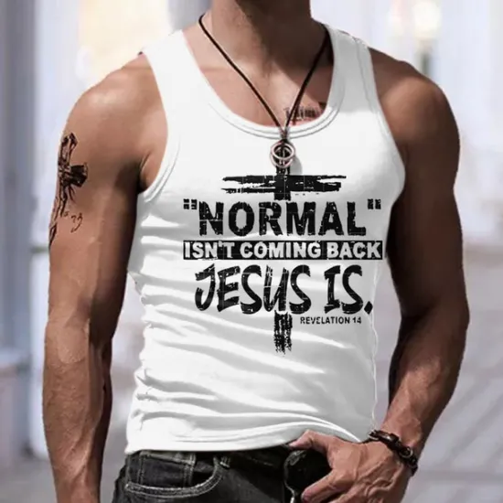 Discount OUKU Men's Graphic Letter Tank Top Vest Top Sleeveless T Shirt for Men Sleeveless T shirt 3D Print Crew Neck Shirt Sports Fashion Daily Sports Outdoor Casual Gym Black White Navy Blue Summer Clothing