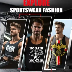 Discount OUKU Men's Graphic Letter Tank Top Vest Top Sleeveless T Shirt for Men Sleeveless T shirt 3D Print Crew Neck Shirt Sports Fashion Daily Sports Outdoor Casual Gym Black White Navy Blue Summer Clothing