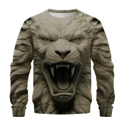 Outlet OUKU Men's Graphic Lion Sweatshirts Golf Pullover Sweatshirt Long Sleeve Sweatshirt Crew Neck Fashion Daily Casual 3D Print Vacation Holiday Going out Print Spring & Fall