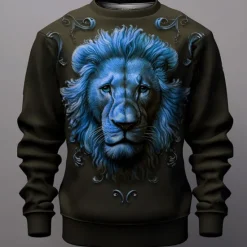 Discount OUKU Men's Graphic Lion Sweatshirts Golf Pullover Sweatshirt Long Sleeve Sweatshirt Crew Neck Fashion Daily Casual 3D Print Vacation Holiday Going out Print Spring & Fall