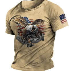 Sale OUKU Men's Graphic Motorcycle T Shirt Distressed T Shirt Short Sleeve T shirt 3D Print Crew Neck Shirt Vintage Fashion Designer Outdoor Daily Sports Blue Brown Green Spring & Summer Clothing Apparel S M L