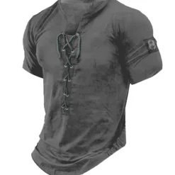 OUKU Men's Graphic Number Tee Short Sleeve T shirt 3D Print Shirt Vintage Fashion Stylish Daily Sports Going out Black White Brown Summer Clothing Apparel S M L XL 2XL 3XL