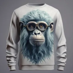 OUKU Men's Graphic Orangutan Sweatshirts Golf Pullover Sweatshirt Long Sleeve Sweatshirt Crew Neck Fashion Daily Casual 3D Print Vacation Holiday Going out Print Spring & Fall