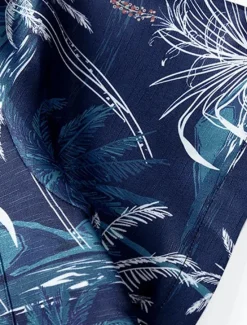 Online OUKU Men's Graphic Palm Tree Palm Leaf Summer Hawaiian Shirt Aloha Shirt Short Sleeve Shirt Turndown Hawaiian Outdoor clothing Daily Wear Weekend Blue Gray S M L