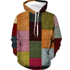Discount OUKU Men's Graphic Plaid Color Block Hoodie Hoodie Sweatshirt Hoodies Designer Sportswear Long Sleeve Hooded Casual Daily Holiday Red Blue Lace up Fall & Winter Designer