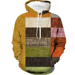 Discount OUKU Men's Graphic Plaid Color Block Hoodie Hoodie Sweatshirt Hoodies Designer Sportswear Long Sleeve Hooded Casual Daily Holiday Red Blue Lace up Fall & Winter Designer