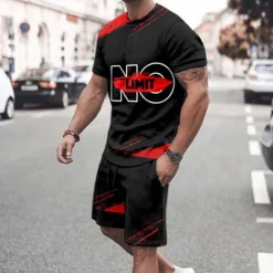 Outlet OUKU Men's Graphic Poker 2pcs Tees sets Matching Sets Short Sleeve Short Pants Crew Neck Fashion Lightweight Basic Street Daily Sports Print Summer Spring Black White Yellow