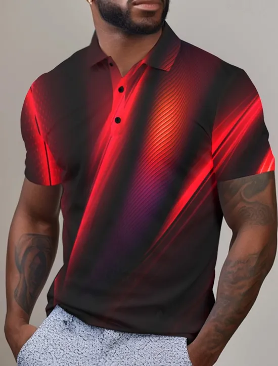 Outlet OUKU Men's Graphic Polo Shirts Golf Shirt Short Sleeve Polo Shirts Collared Shirts Casual Vacation Wear Rave Wear Party Outfits Buttons 3D Print Spring & Summer Yellow Red Blue