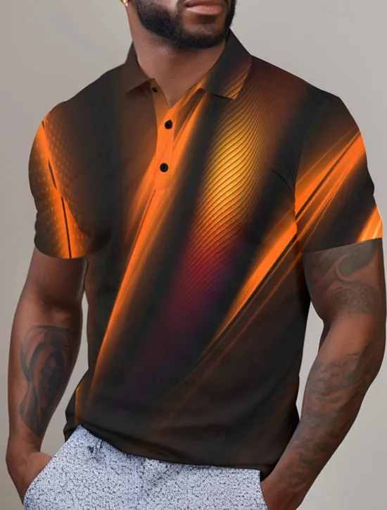 Outlet OUKU Men's Graphic Polo Shirts Golf Shirt Short Sleeve Polo Shirts Collared Shirts Casual Vacation Wear Rave Wear Party Outfits Buttons 3D Print Spring & Summer Yellow Red Blue