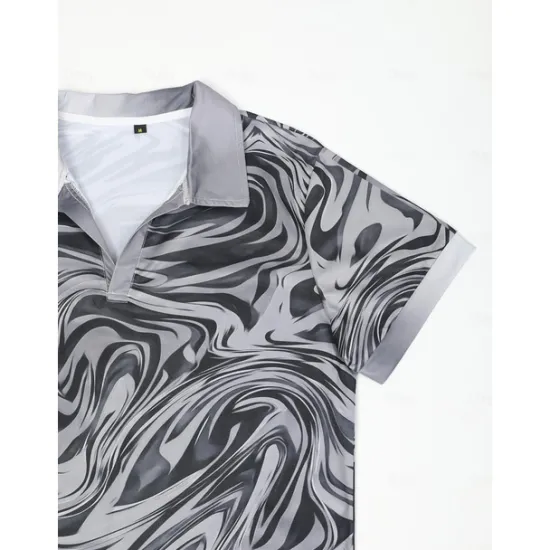 New OUKU Men's Graphic Polo Shirts Golf Shirt Short Sleeve Polo Shirts V Neck Casual Vacation Wear Rave Wear Party Outfits 3D Print Yellow Red Blue