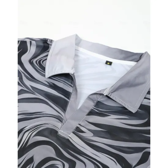 New OUKU Men's Graphic Polo Shirts Golf Shirt Short Sleeve Polo Shirts V Neck Casual Vacation Wear Rave Wear Party Outfits 3D Print Yellow Red Blue
