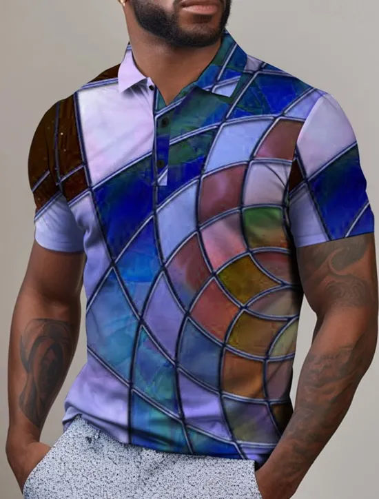 Best OUKU Men's Graphic Polo Shirts Golf Shirt Short Sleeve Polo Shirts Collared Shirts Casual Vacation Wear Rave Wear Party Outfits Buttons 3D Print Spring & Summer Pink Purple Green