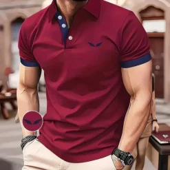 Clearance OUKU Men's Graphic Polo Short Sleeve Polo Shirts Collared Shirts Business Casual School Outdoor Athleisure Daily Wear 3D Print Summer Black Red Blue