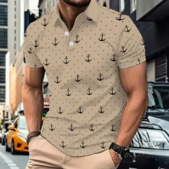 New OUKU Men's Graphic Polo Short Sleeve Polo Shirts Collared Shirts Business Casual Athleisure Daily Wear 3D Print Summer White Yellow Blue