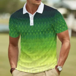 New OUKU Men's Graphic Polo Short Sleeve Polo Shirts Lapel Casual Athleisure 3D Print Buttons Summer Yellow Red Green