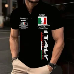 OUKU Men's Graphic Polo Short Sleeve Polo Shirts Collared Shirts Casual Outdoor Athleisure Daily Wear 3D Print Summer Black Light Green Blue