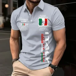 OUKU Men's Graphic Polo Short Sleeve Polo Shirts Collared Shirts Casual Outdoor Athleisure Daily Wear 3D Print Summer Black Light Green Blue