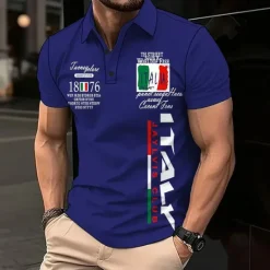 OUKU Men's Graphic Polo Short Sleeve Polo Shirts Collared Shirts Casual Outdoor Athleisure Daily Wear 3D Print Summer Black Light Green Blue