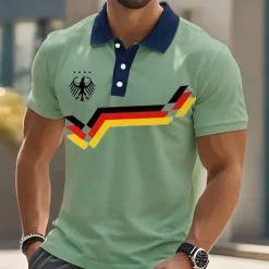 Best OUKU Men's Graphic Polo Short Sleeve Polo Shirts Collared Shirts Casual School Outdoor Daily Wear 3D Print Summer White Blue Green