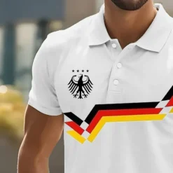 Best OUKU Men's Graphic Polo Short Sleeve Polo Shirts Collared Shirts Casual School Outdoor Daily Wear 3D Print Summer White Blue Green