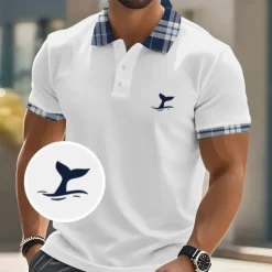 Best OUKU Men's Graphic Polo Short Sleeve Polo Shirts Collared Shirts Casual School Outdoor Athleisure Daily Wear 3D Print Summer Black White Blue