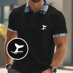 Best OUKU Men's Graphic Polo Short Sleeve Polo Shirts Collared Shirts Casual School Outdoor Athleisure Daily Wear 3D Print Summer Black White Blue