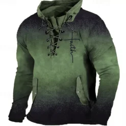 Outlet OUKU Men's Graphic Prints Cross Faith Sweatshirts Sweatshirt Pullover Long Sleeve Sweatshirt Stand Collar Daily Classic Casual 3D Print Holiday Going out Streetwear Drawstring Print Spring & Fall