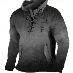 Outlet OUKU Men's Graphic Prints Cross Faith Sweatshirts Sweatshirt Pullover Long Sleeve Sweatshirt Stand Collar Daily Classic Casual 3D Print Holiday Going out Streetwear Drawstring Print Spring & Fall