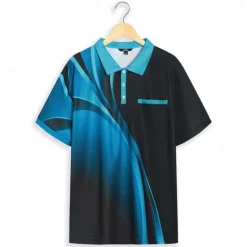 Hot OUKU Men's Graphic Prints Geometry Waffle Polo Shirts Polo Shirts Short Sleeve Polo Shirts Turndown Casual Going out Print Summer Spring Yellow Blue Purple