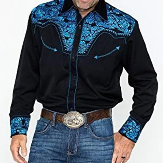 Sale OUKU Men's Graphic Prints Guitar Shirt Western Shirt Cowboy Shirt Long Sleeve Fashion Designer Casual Outdoor Daily Fall & Winter Turndown Print Button-Down Black Black / Green Light Green Black / Purple