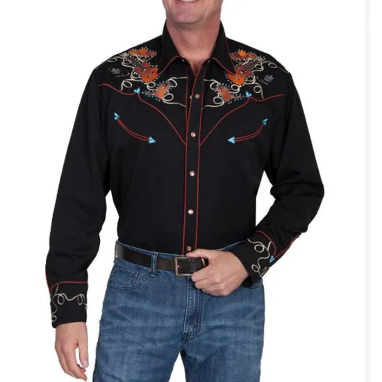 Sale OUKU Men's Graphic Prints Guitar Shirt Western Shirt Cowboy Shirt Long Sleeve Fashion Designer Casual Outdoor Daily Fall & Winter Turndown Print Button-Down Black Black / Green Light Green Black / Purple