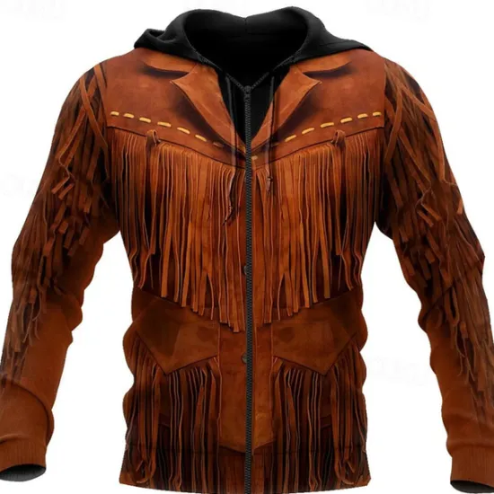 Sale OUKU Men's Graphic Prints Hoodie Hoodies Sweatshirt Streetwear Designer Long Sleeve Hooded Sports & Outdoor Daily Sports Zipper Print Spring & Fall Designer Brown