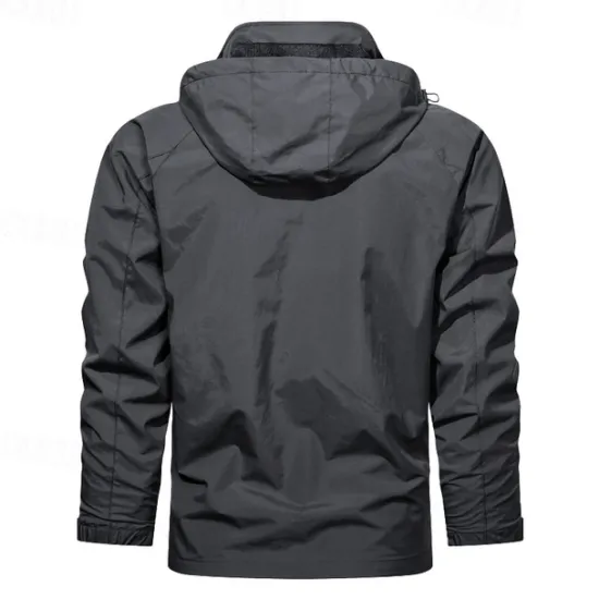 Hot OUKU Men's Graphic Prints Mountain Jacket Raincoat Shell Jacket Waterproof Lightweight Casual Sports Outdoor Camping & Hiking Embroidered Side Pockets Zip Front Fall Winter Hooded Long Sleeve Black Green