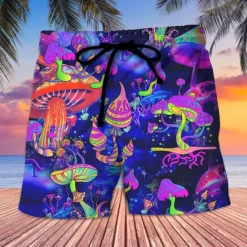 Best OUKU Men's Graphic Prints Mushroom Swimming Trunks Board Shorts Swim Shorts Mid Waist Hawaiian Boho Casual Daily Holiday Drawstring with Mesh lining Elastic Waist Designer Clothing Apparel