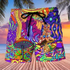 Best OUKU Men's Graphic Prints Mushroom Swimming Trunks Board Shorts Swim Shorts Mid Waist Hawaiian Boho Casual Daily Holiday Drawstring with Mesh lining Elastic Waist Designer Clothing Apparel