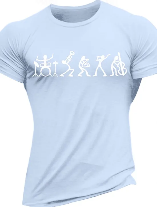 Online OUKU Men's Graphic Prints Musical Notes Hobby T Shirt Graphic Tee 100% Cotton Short Sleeve Graphic Shirt Wine Black White Comfortable Tee Vacation Street Fashion Designer Clothing