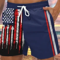 Outlet OUKU Men's Graphic Prints National Flag Swim Trunks Swim Shorts Board Shorts Mid Waist Hawaiian Boho Casual Daily Holiday Drawstring with Mesh lining Elastic Waist Designer Clothing Apparel