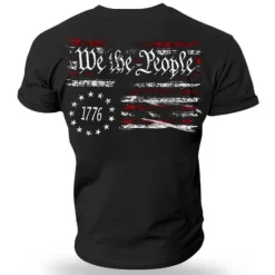 New OUKU Men's Graphic Prints Patriotic National Flag T Shirt Graphic Tee Cotton Short Sleeves Graphic Shirt Black Navy Blue Blue Comfortable Tee Vacation Street Fashion Designer Clothing