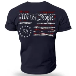 New OUKU Men's Graphic Prints Patriotic National Flag T Shirt Graphic Tee Cotton Short Sleeves Graphic Shirt Black Navy Blue Blue Comfortable Tee Vacation Street Fashion Designer Clothing