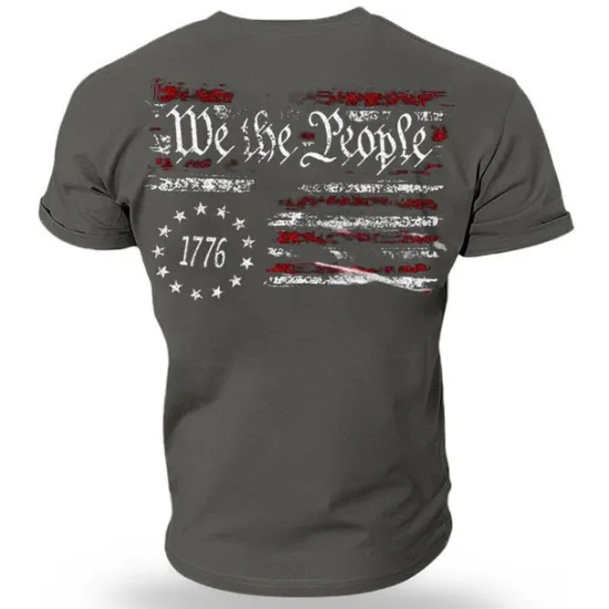 New OUKU Men's Graphic Prints Patriotic National Flag T Shirt Graphic Tee Cotton Short Sleeves Graphic Shirt Black Navy Blue Blue Comfortable Tee Vacation Street Fashion Designer Clothing