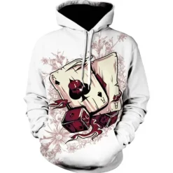 Online OUKU Men's Graphic Prints Poker Hoodie Hoodies Sweatshirt Streetwear Designer Long Sleeve Hooded Daily Sports Print Spring & Fall Designer White