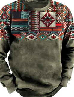 Hot OUKU Men's Graphic Prints Sweatshirt Pullover Long Sleeve Sweatshirt Crew Neck Vintage Designer Basic 3D Print Sports & Outdoor Casual Daily Fall Spring & Fall