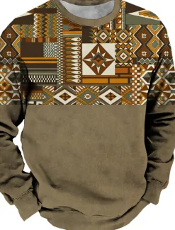 Hot OUKU Men's Graphic Prints Sweatshirt Pullover Long Sleeve Sweatshirt Crew Neck Vintage Designer Basic 3D Print Sports & Outdoor Casual Daily Fall Spring & Fall