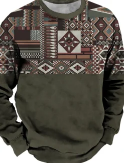 Hot OUKU Men's Graphic Prints Sweatshirt Pullover Long Sleeve Sweatshirt Crew Neck Vintage Designer Basic 3D Print Sports & Outdoor Casual Daily Fall Spring & Fall