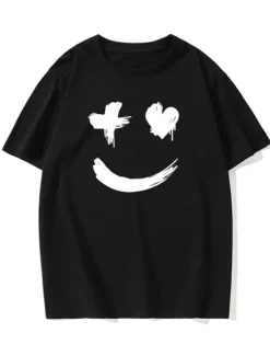 Clearance OUKU Men's Graphic Prints T Shirt Graphic Tee 100% Cotton Short Sleeve Graphic Shirt Black White Comfortable Tee Vacation Street Fashion Designer Clothing
